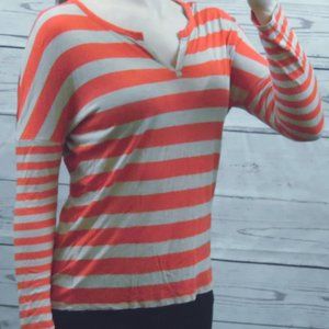 Old Navy red gray striped long-sleeve top